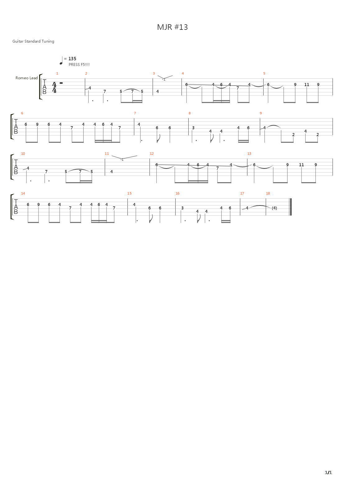 Mjr 13 Delay Part吉他谱