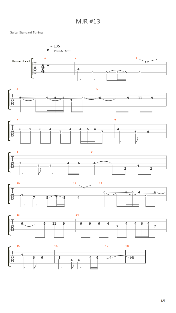 Mjr 13 Delay Part吉他谱