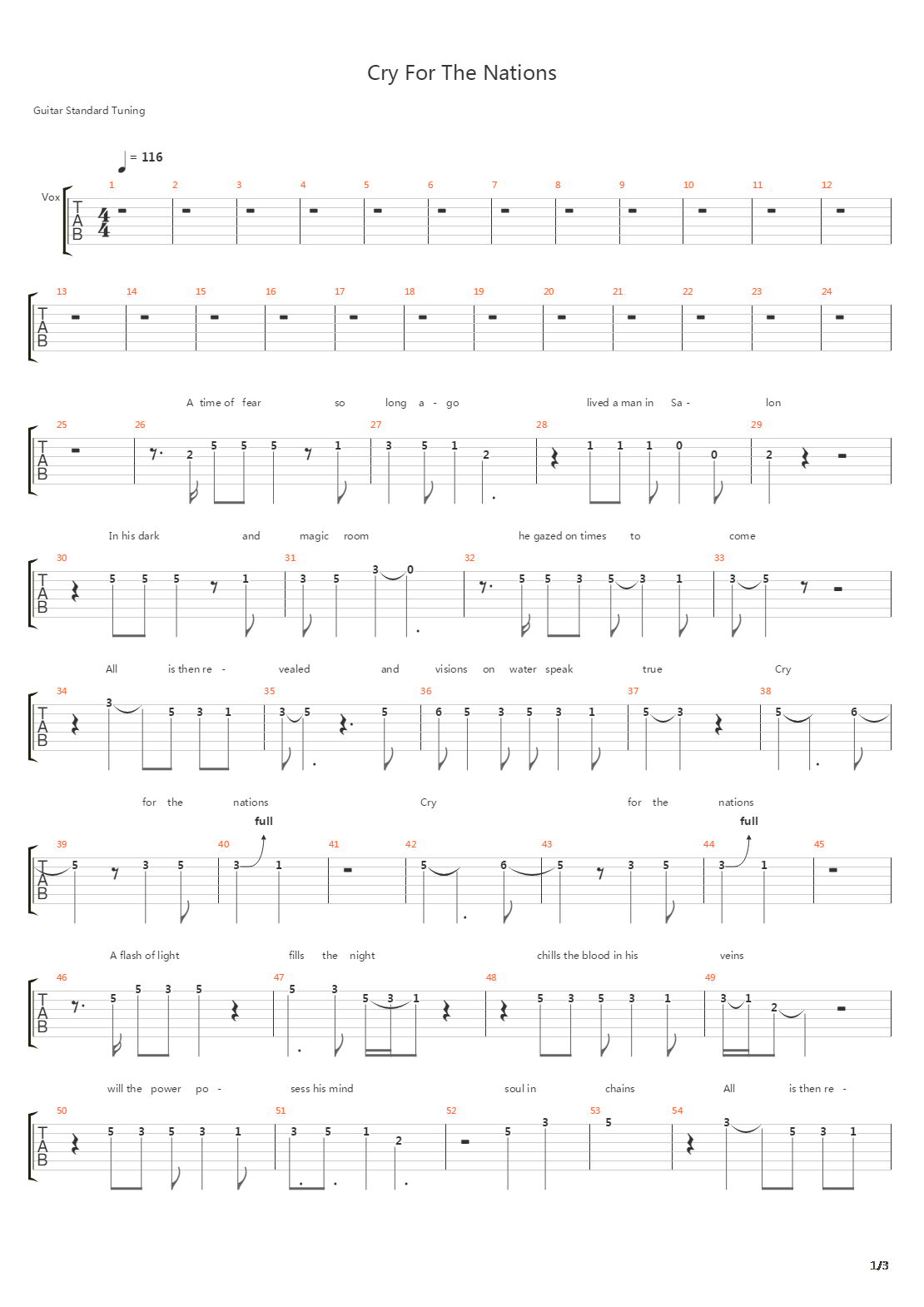 Cry For The Nations吉他谱