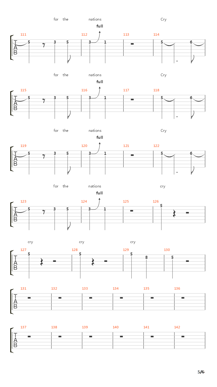 Cry For The Nations吉他谱