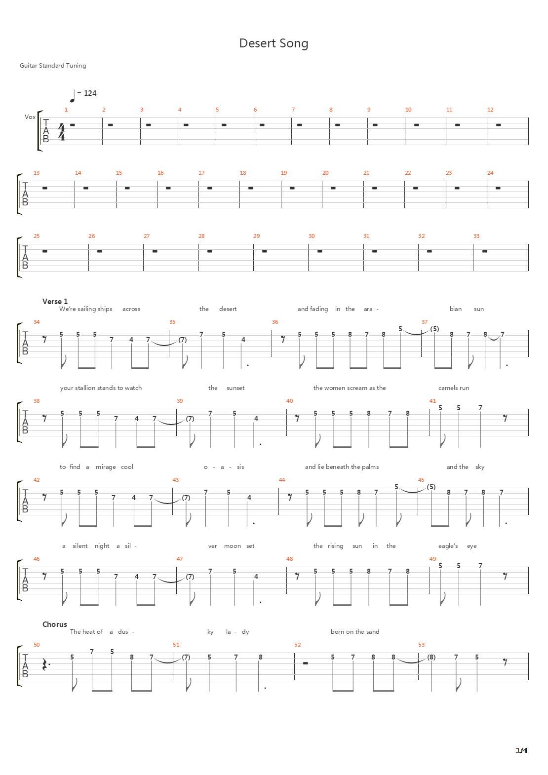 Desert Song吉他谱