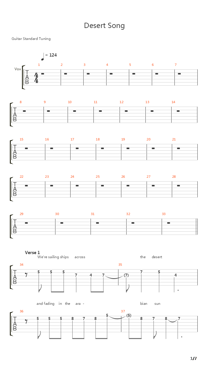 Desert Song吉他谱