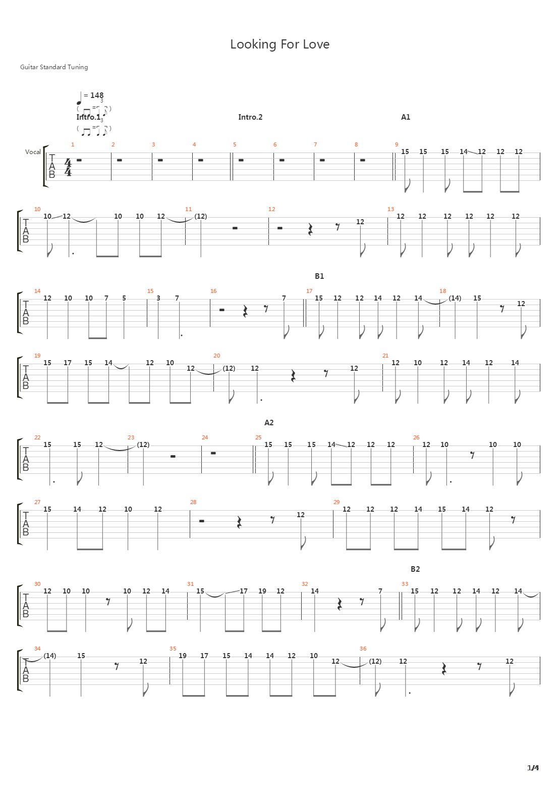 Looking For Love吉他谱