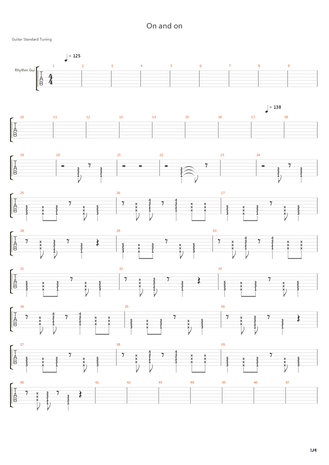 On And On吉他谱