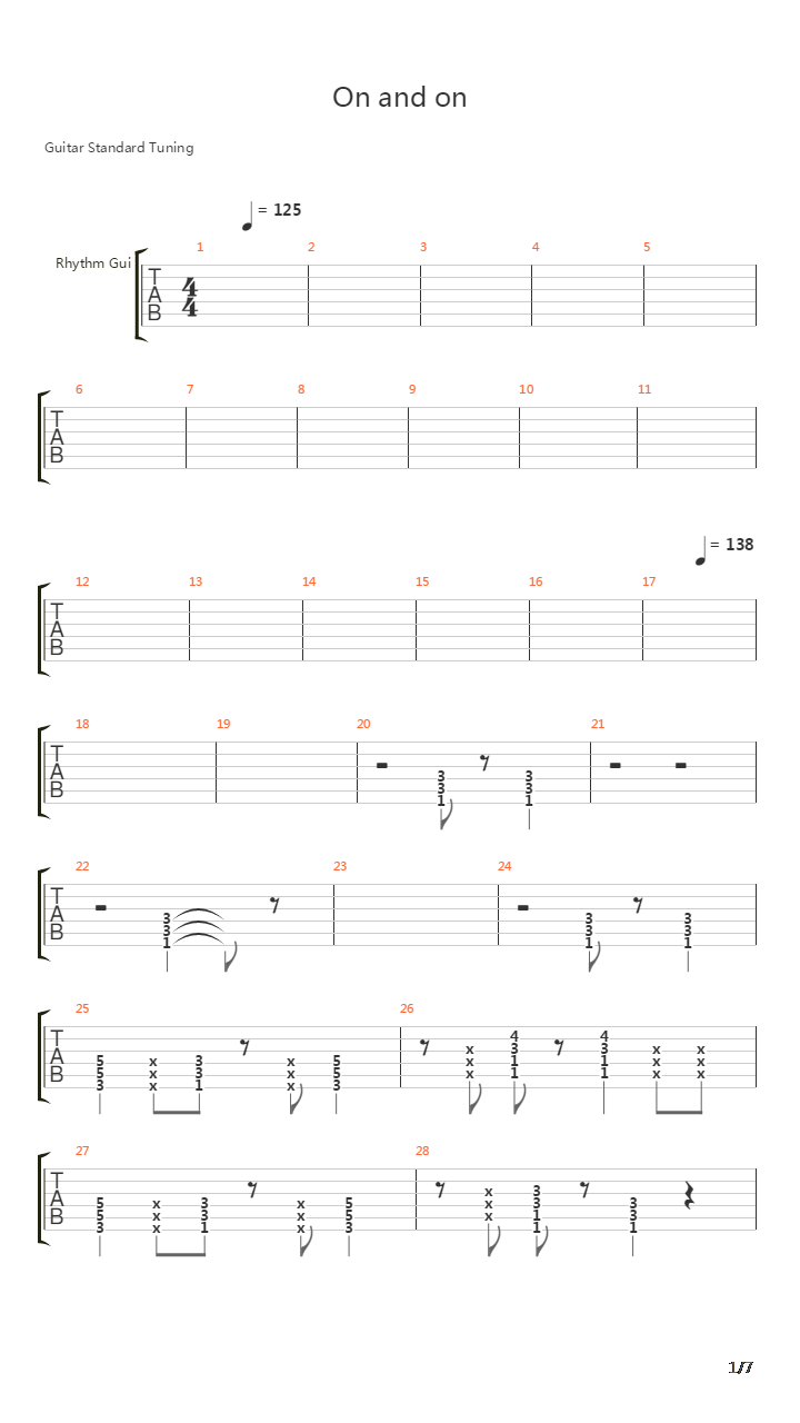 On And On吉他谱