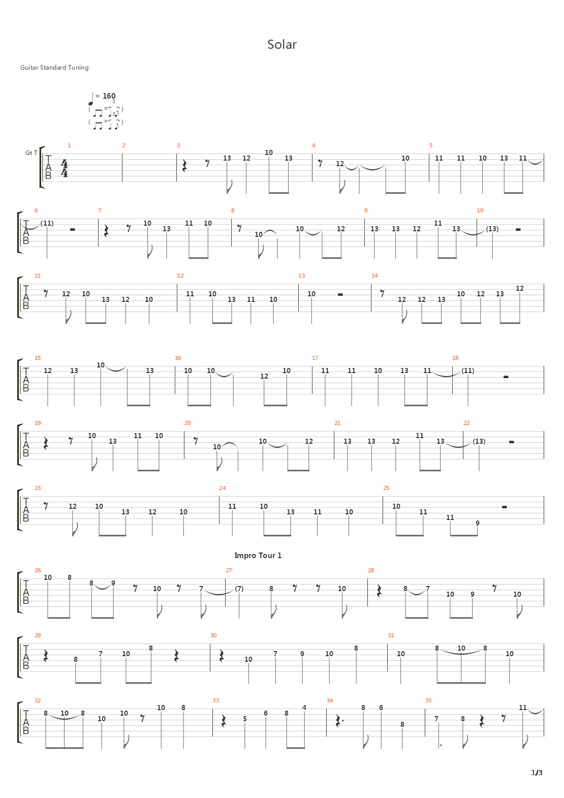 Solar吉他谱