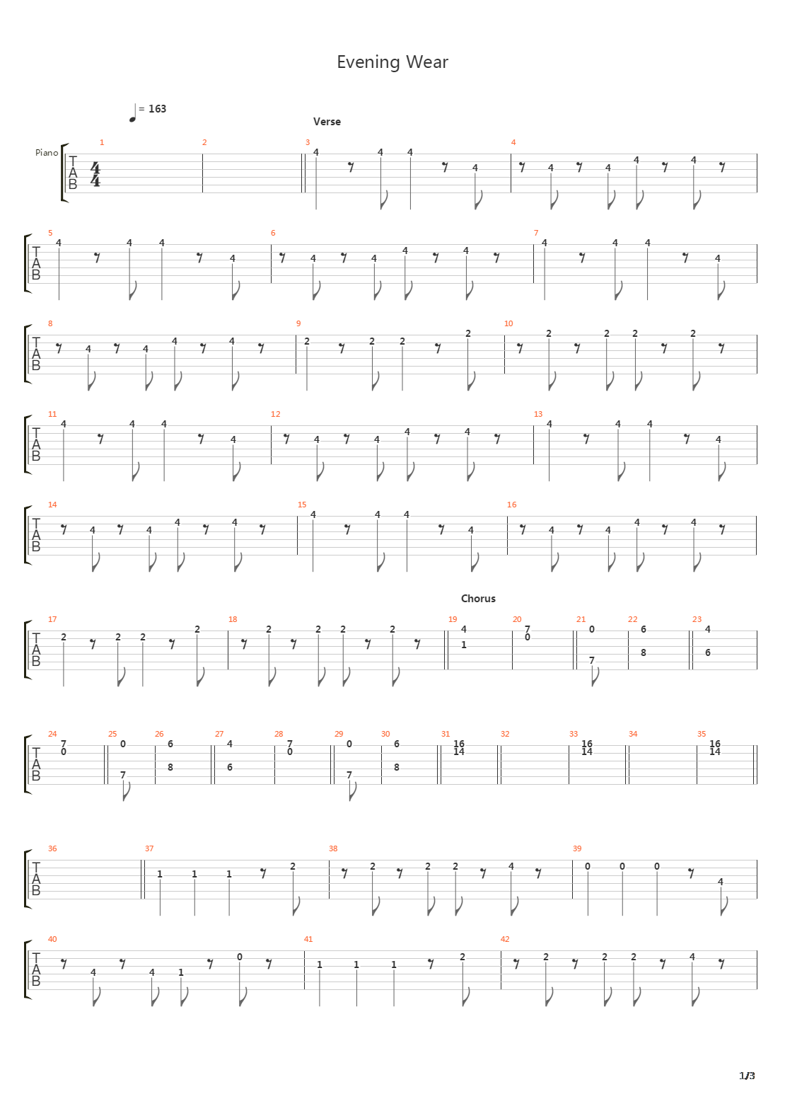 Evening Wear吉他谱