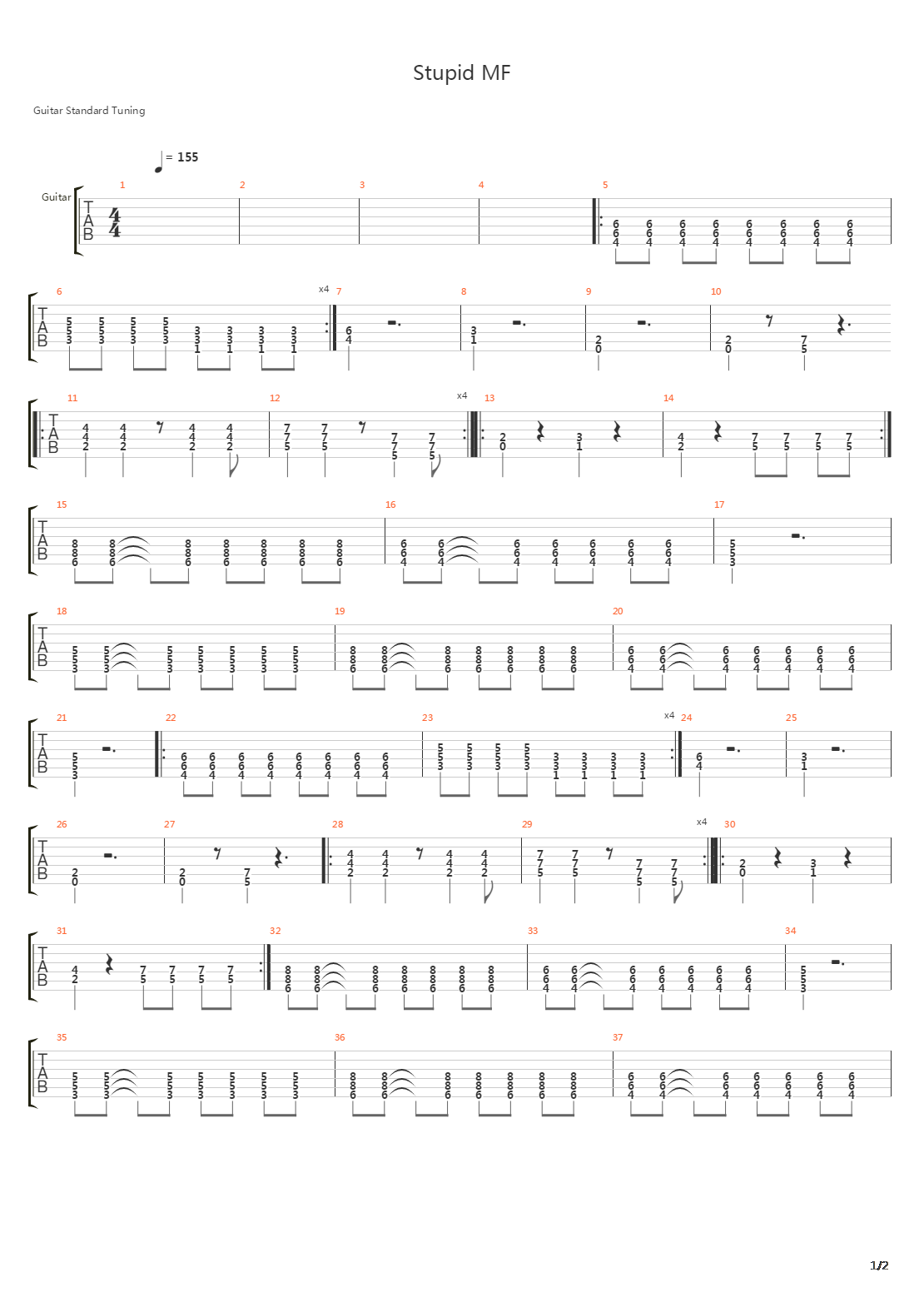 Stupid Mf吉他谱