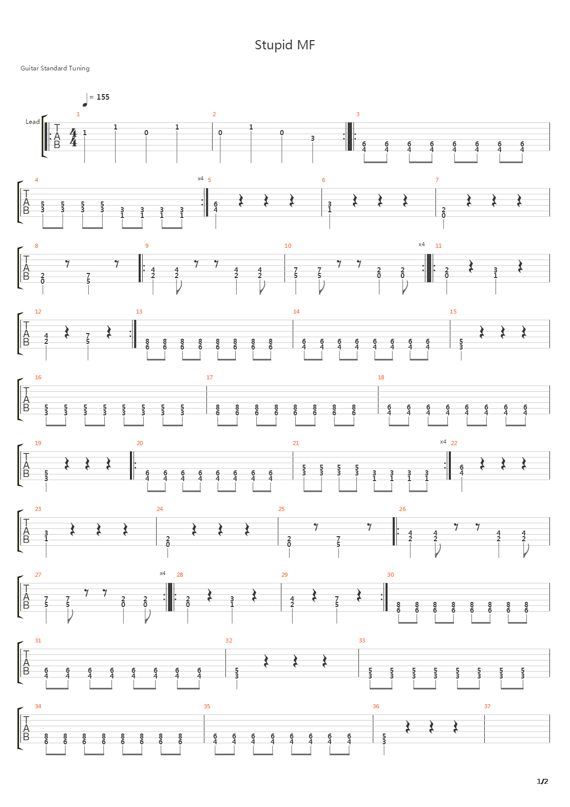 Stupid Mf吉他谱