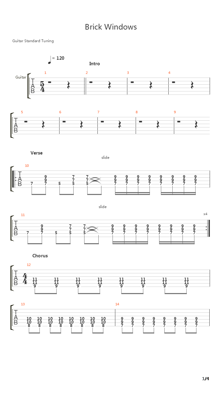 Brick Windows吉他谱