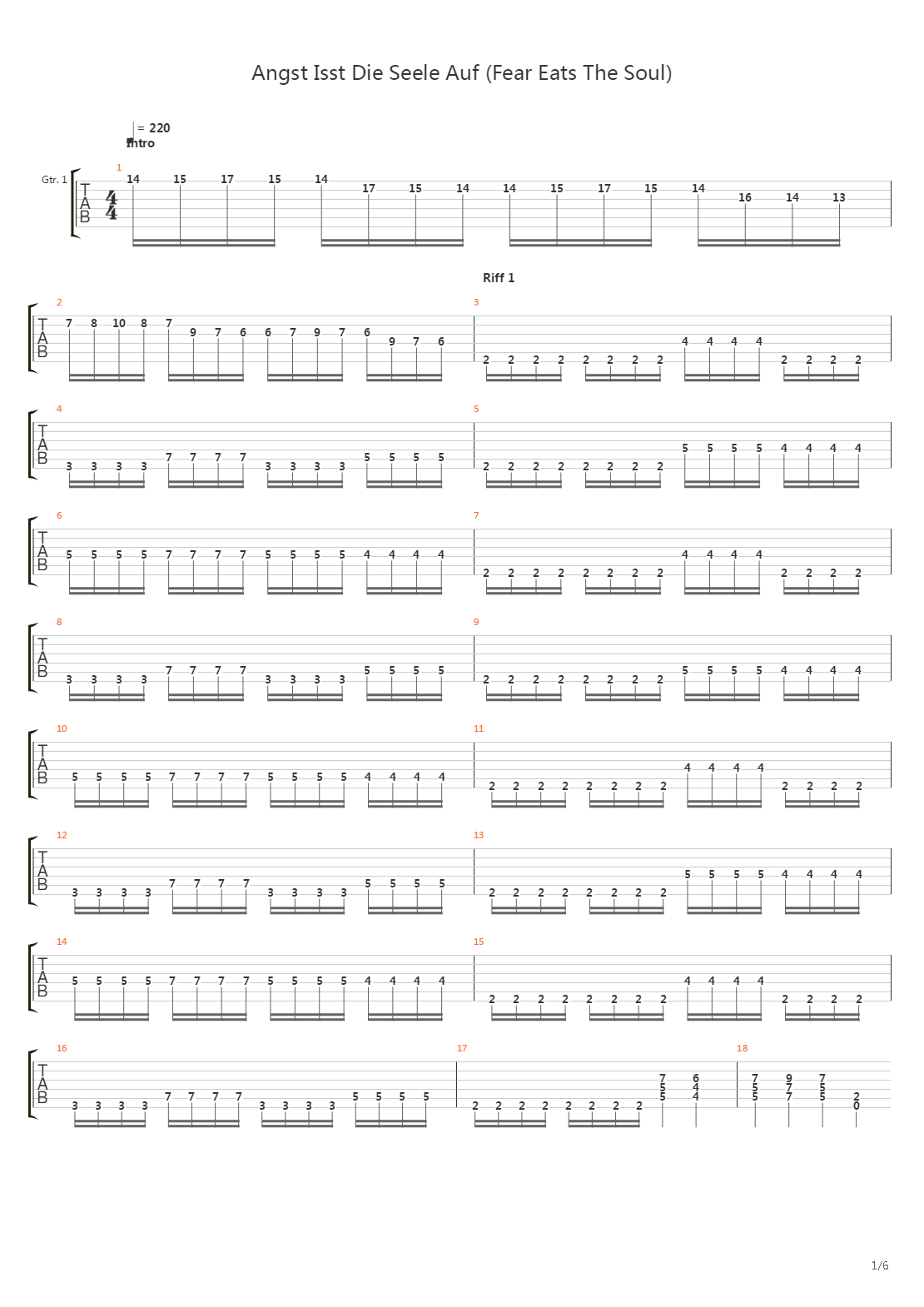 Angst Isst Die Seele Auf吉他谱
