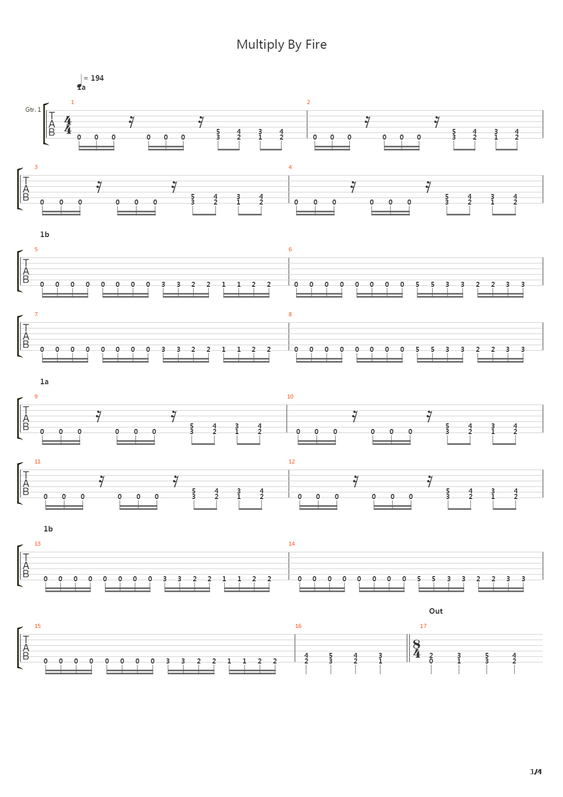 Multiply By Fire吉他谱