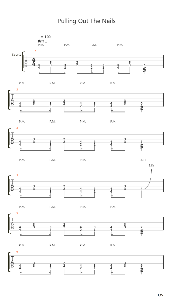 Pulling Out The Nails吉他谱