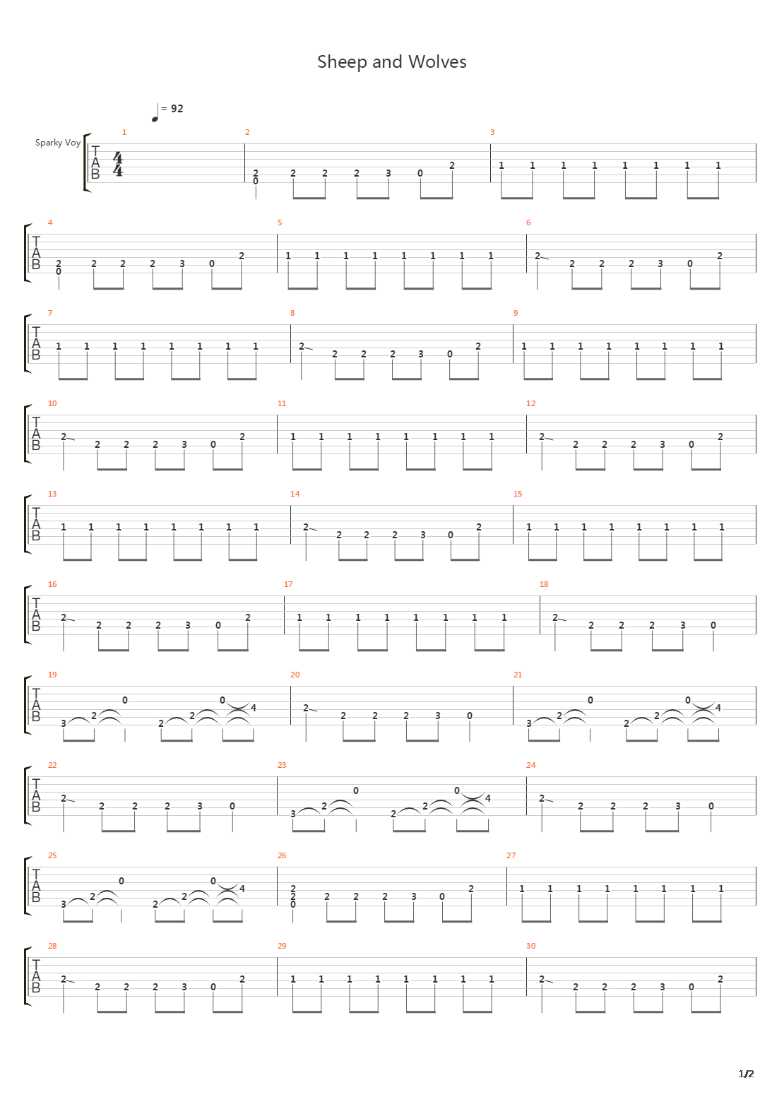 Sheep And Wolves吉他谱