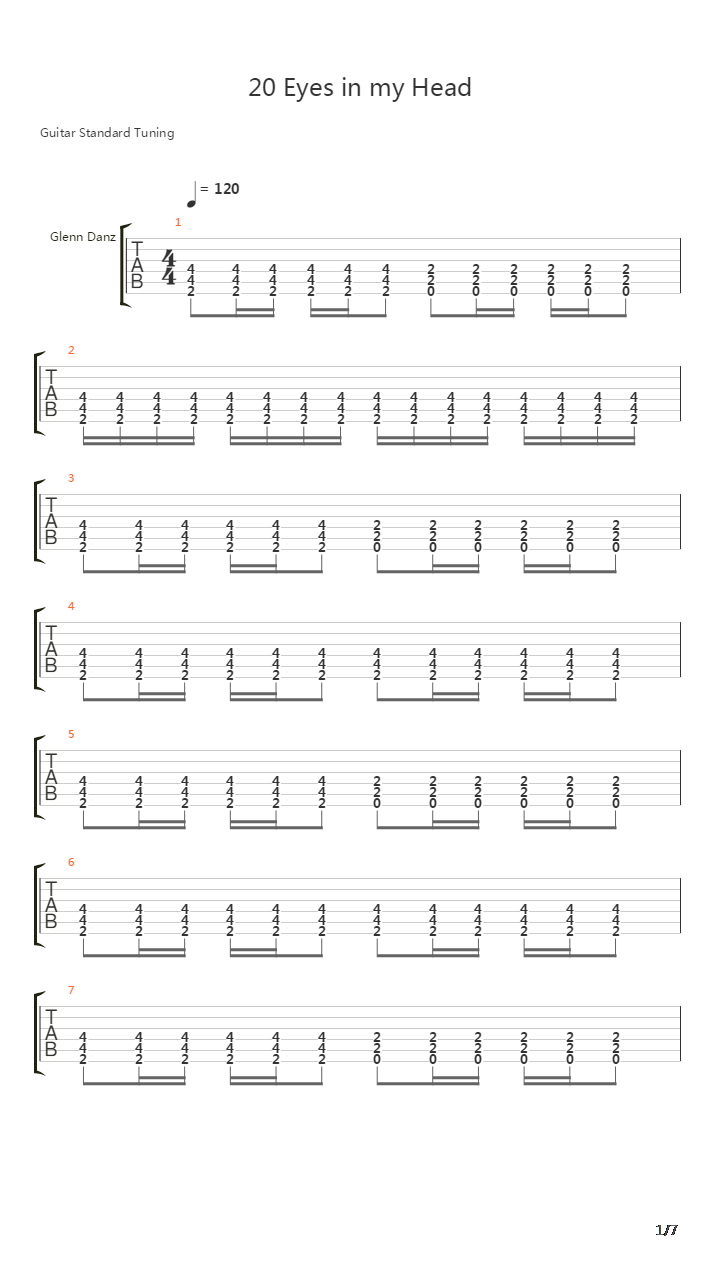 20 Eyes In My Head吉他谱
