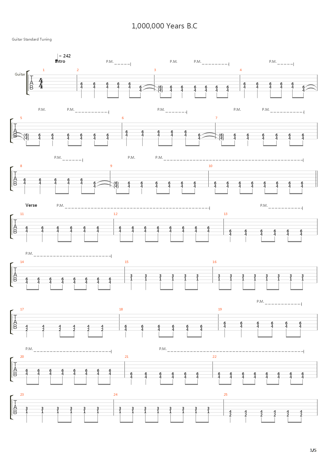 1000000 Years Bc吉他谱