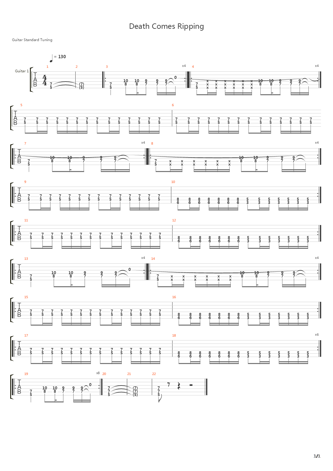 Death Comes Ripping吉他谱