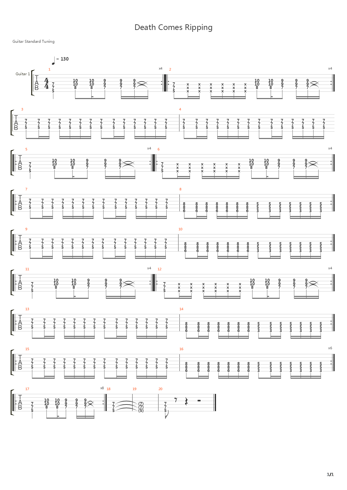 Death Comes Ripping吉他谱