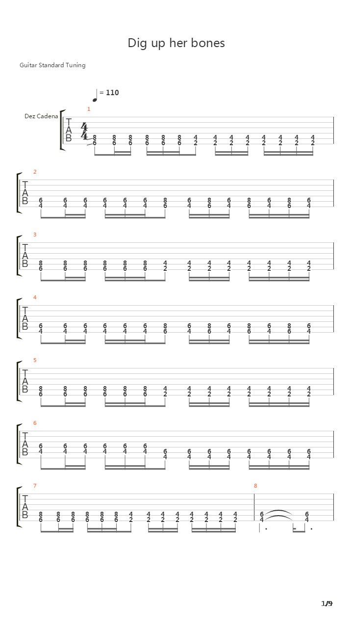 Dig Up Her Bones吉他谱