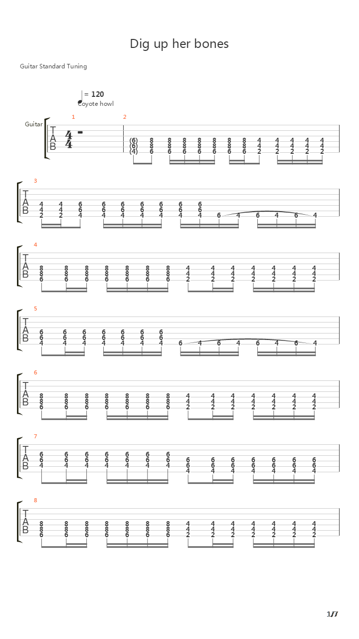 Dig Up Her Bones吉他谱