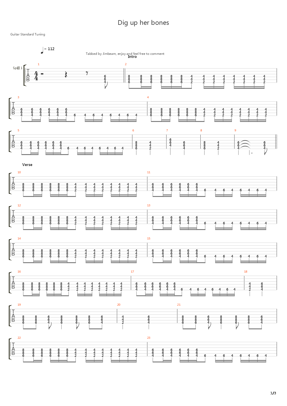 Dig Up Her Bones吉他谱