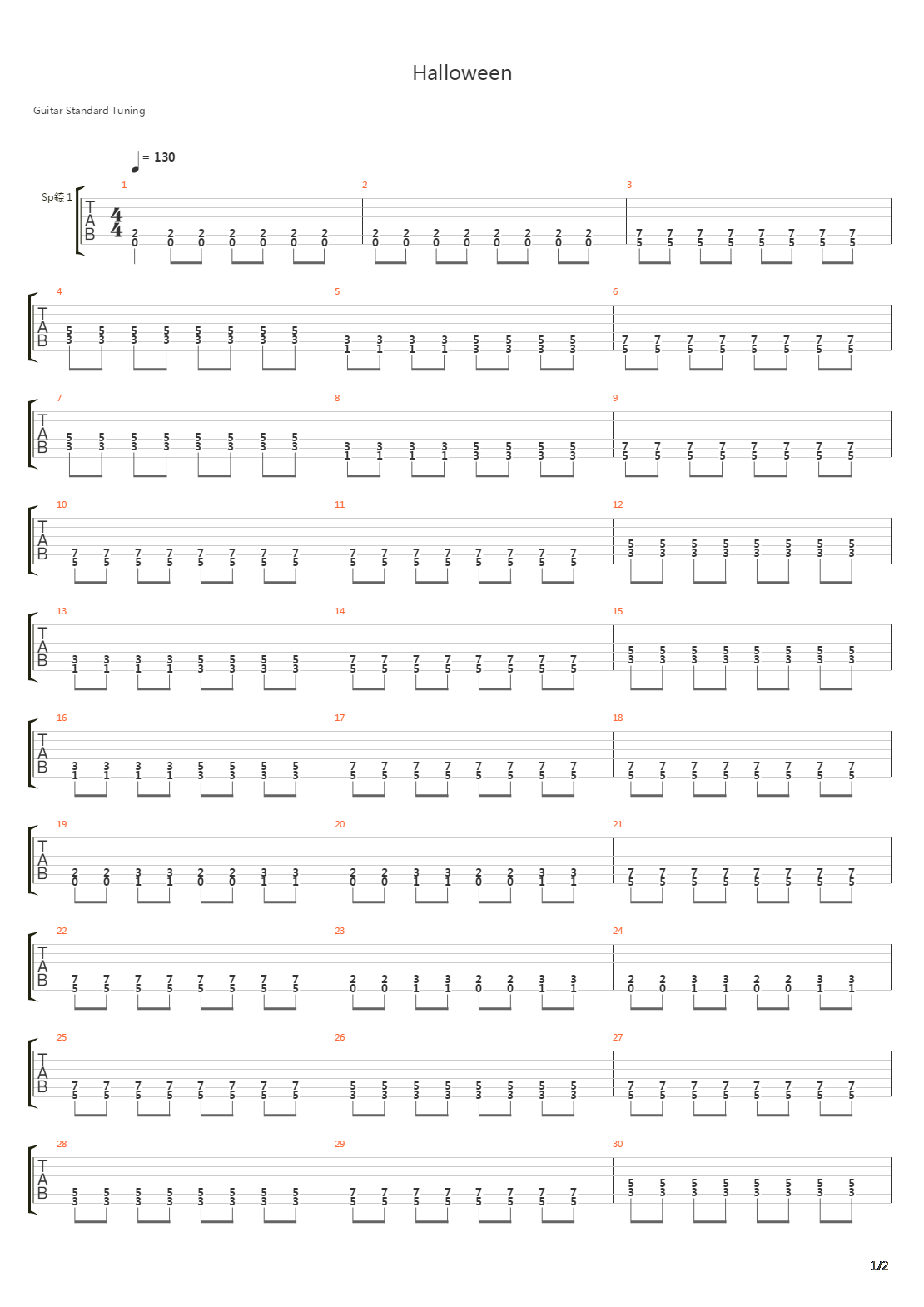 Halloween吉他谱