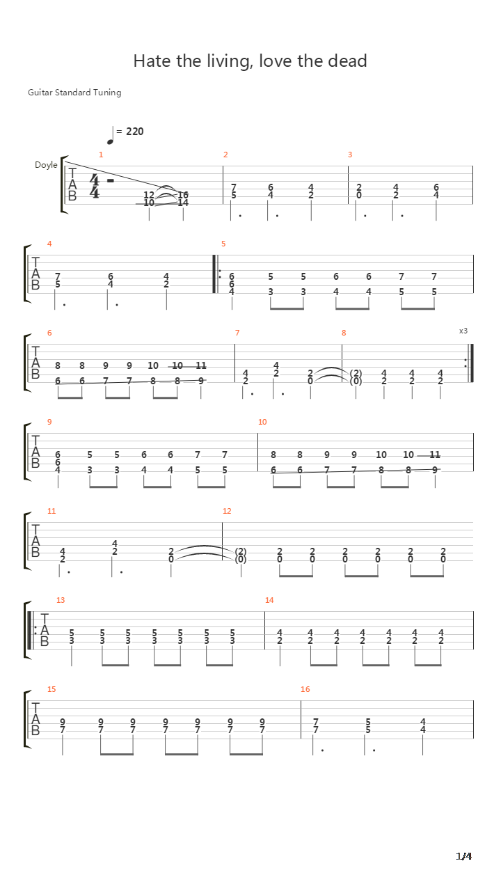 Hate The Living Love The Dead吉他谱
