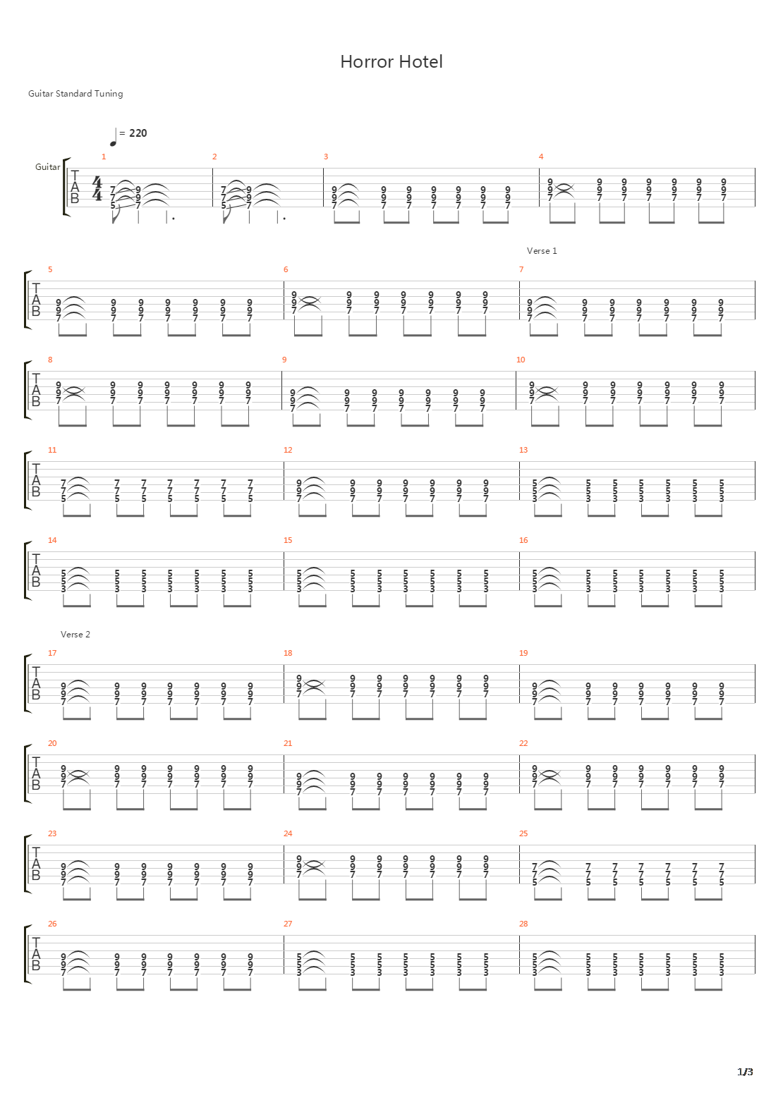 Horror Hotel吉他谱