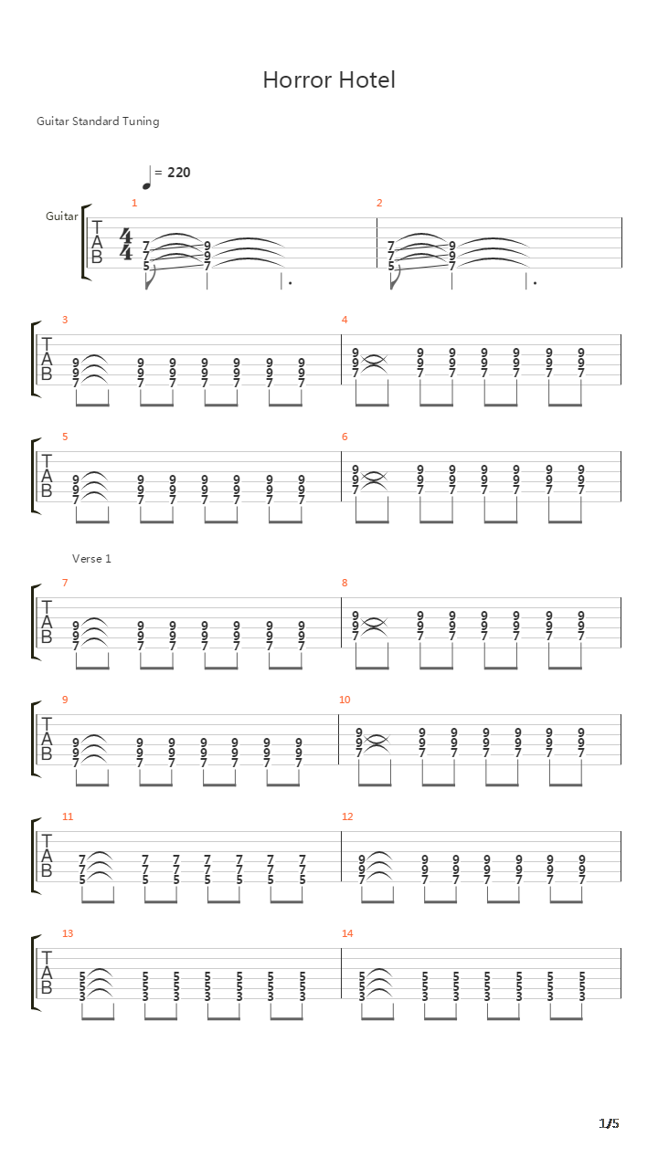 Horror Hotel吉他谱