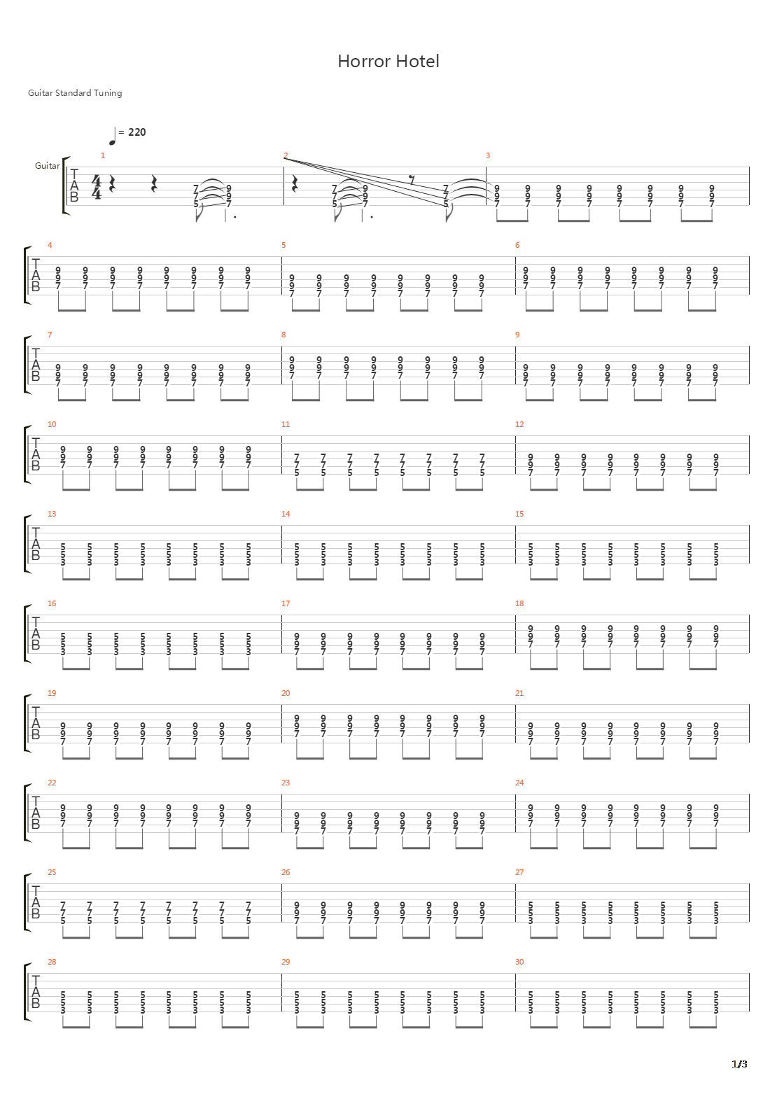 Horror Hotel吉他谱
