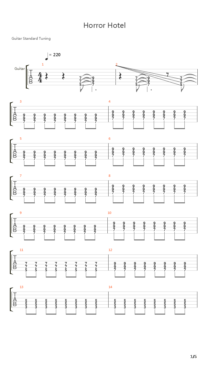 Horror Hotel吉他谱