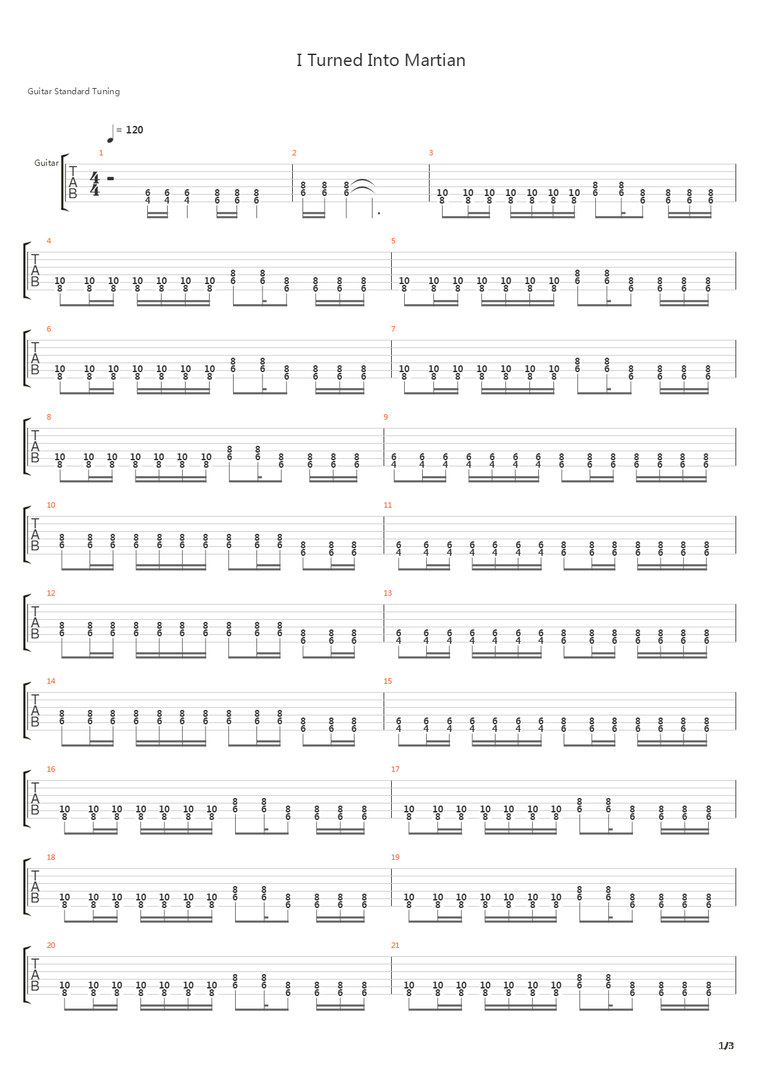 I Turned Into Martian吉他谱