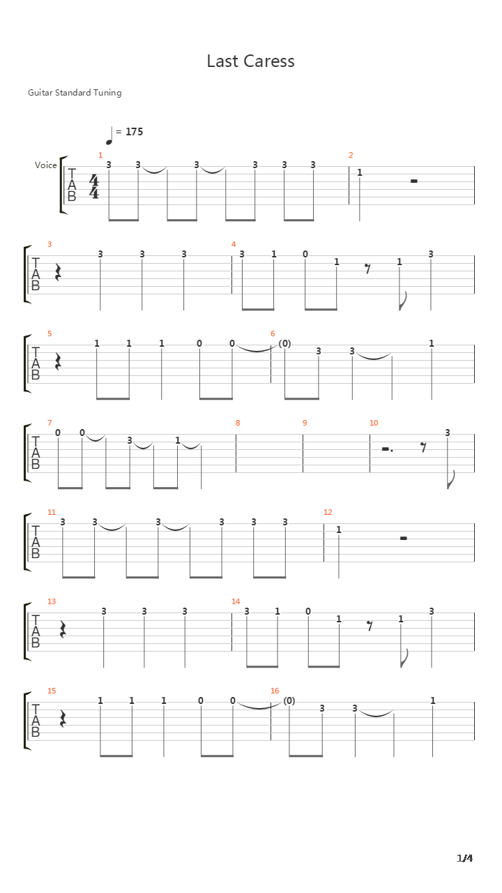 Last Caress吉他谱