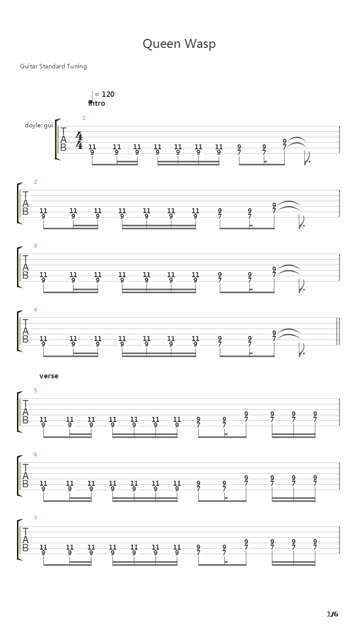 Queen Wasp吉他谱