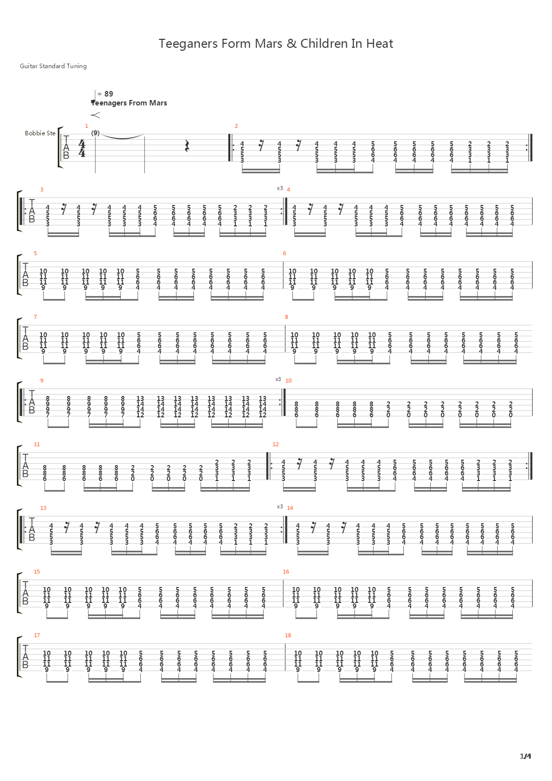 Teenagers From Mars吉他谱
