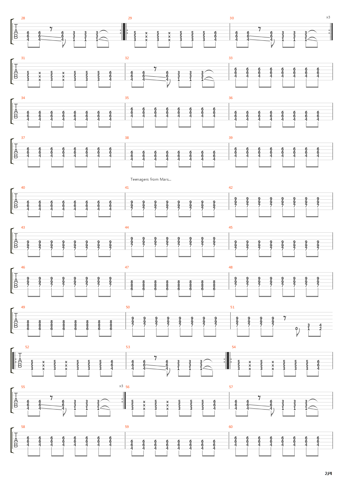 Teenagers From Mars吉他谱