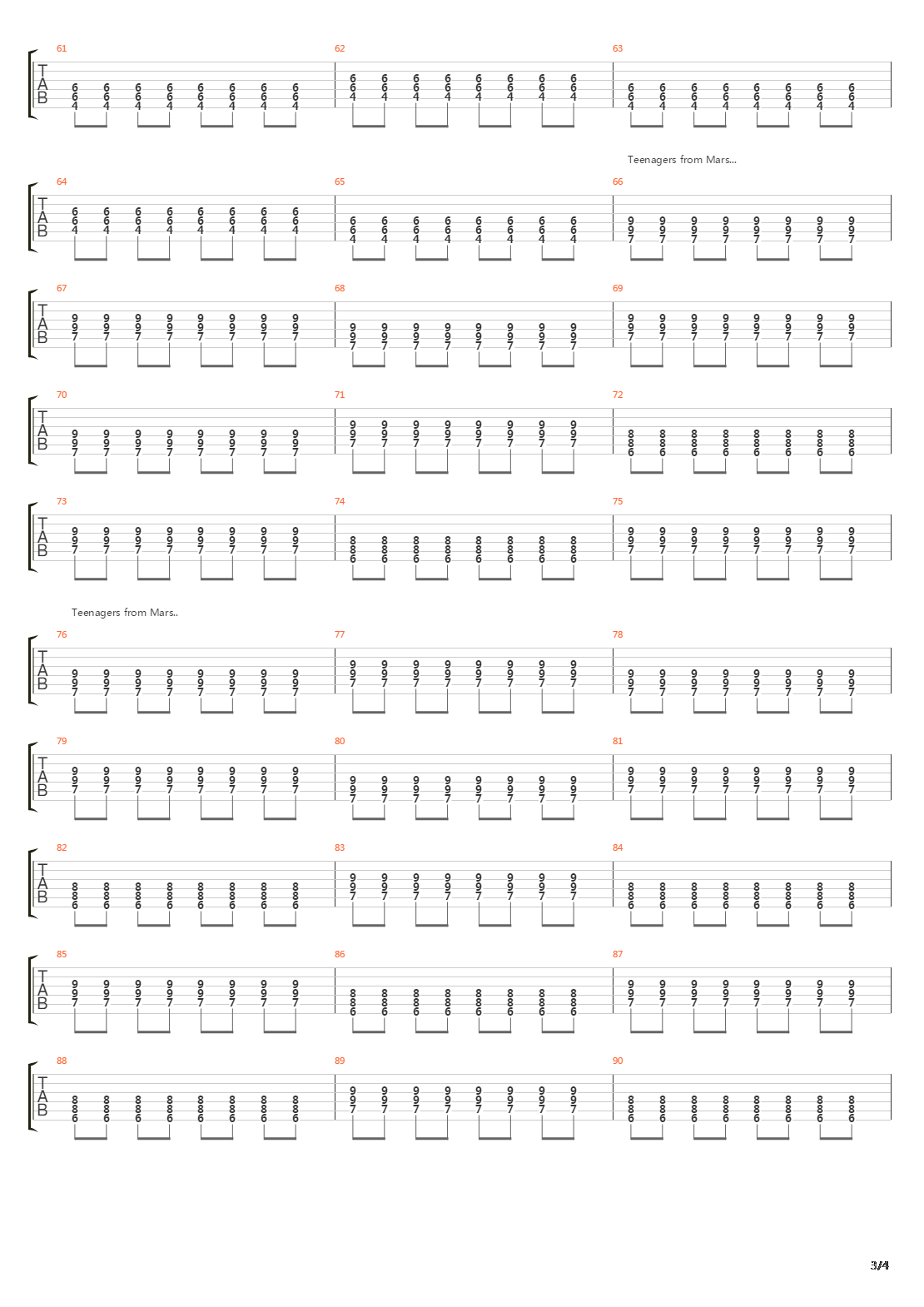 Teenagers From Mars吉他谱