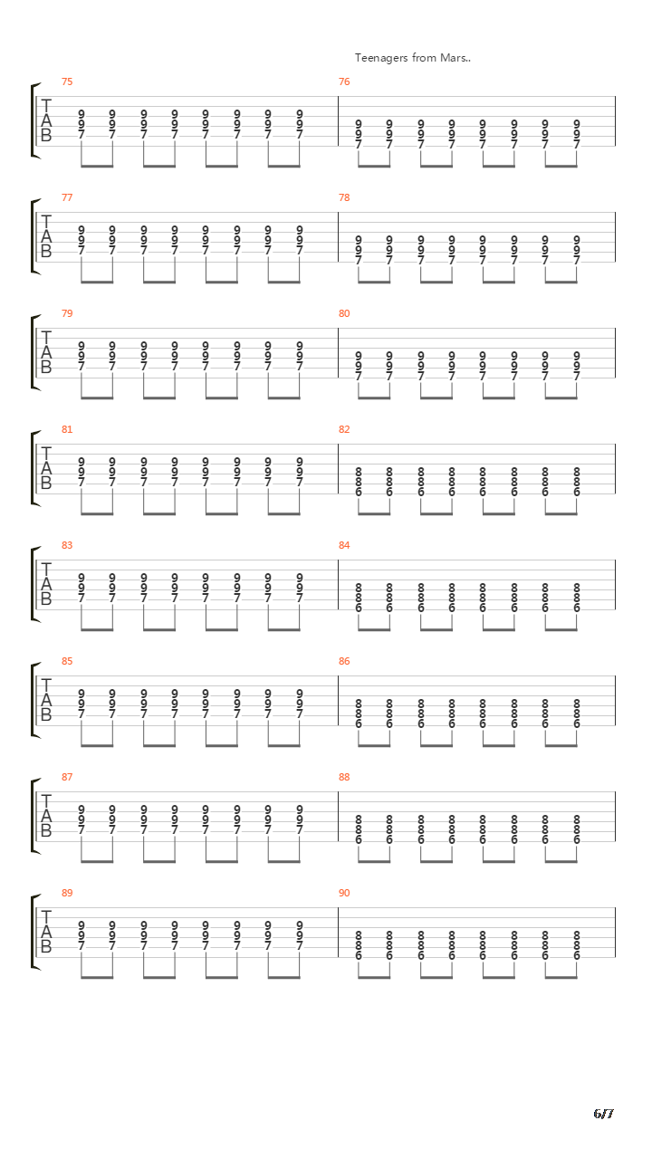 Teenagers From Mars吉他谱