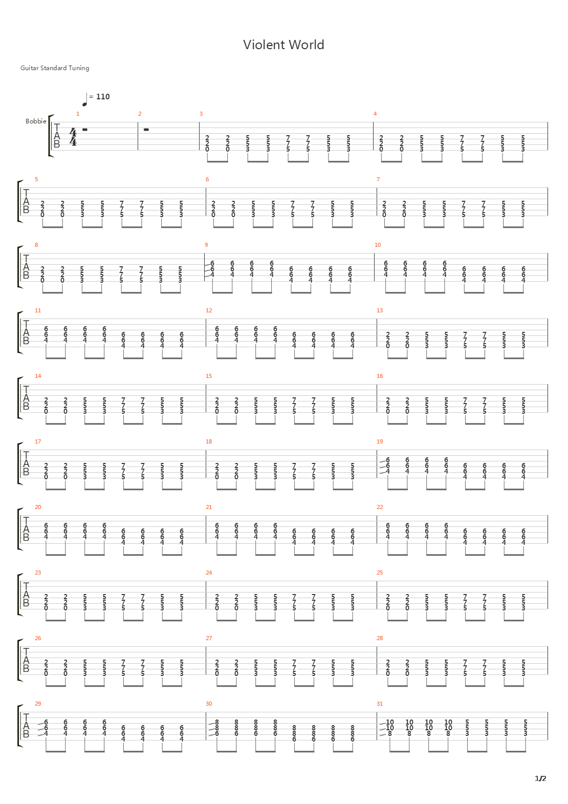 Violent World吉他谱