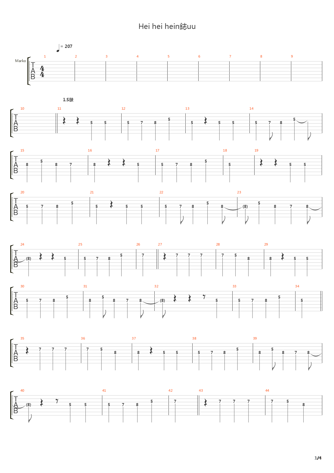 Hei Hei Heinkuu吉他谱