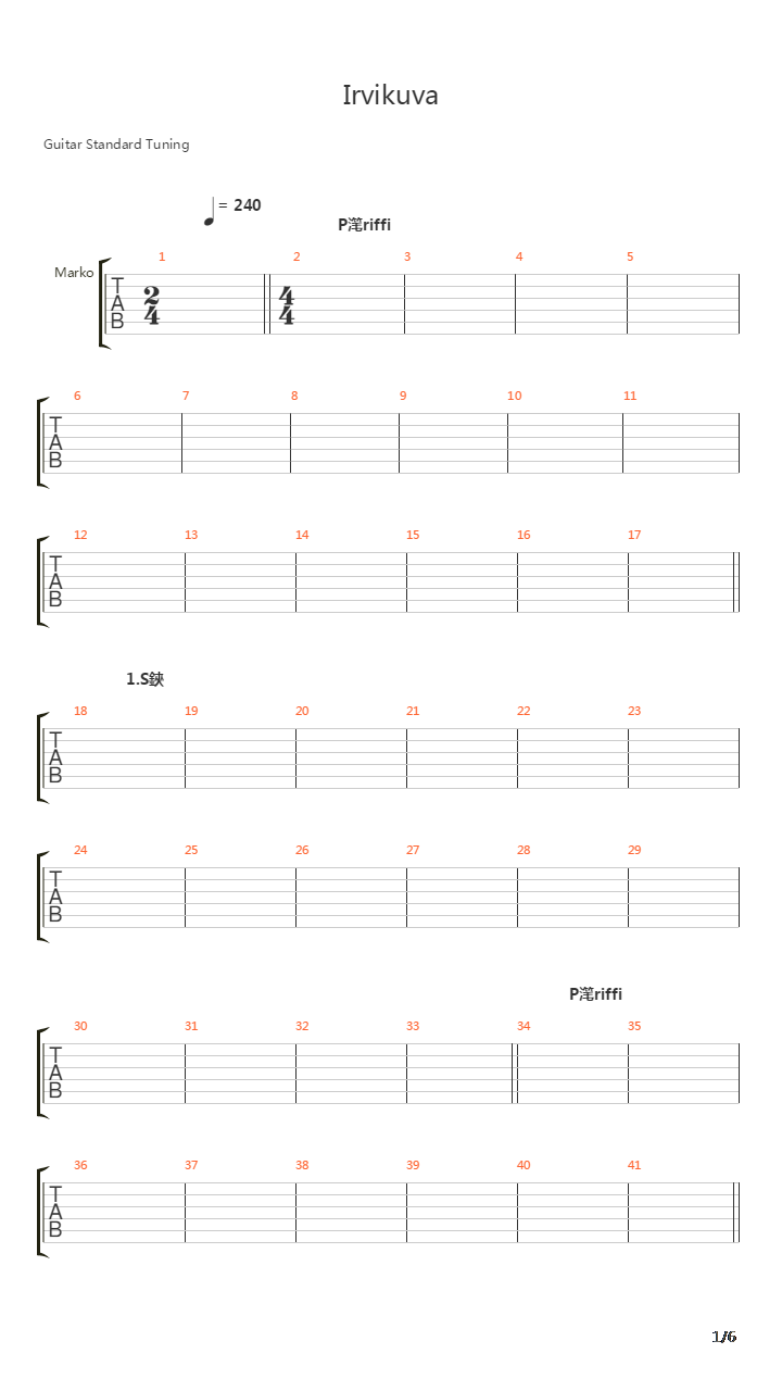 Irvikuva吉他谱