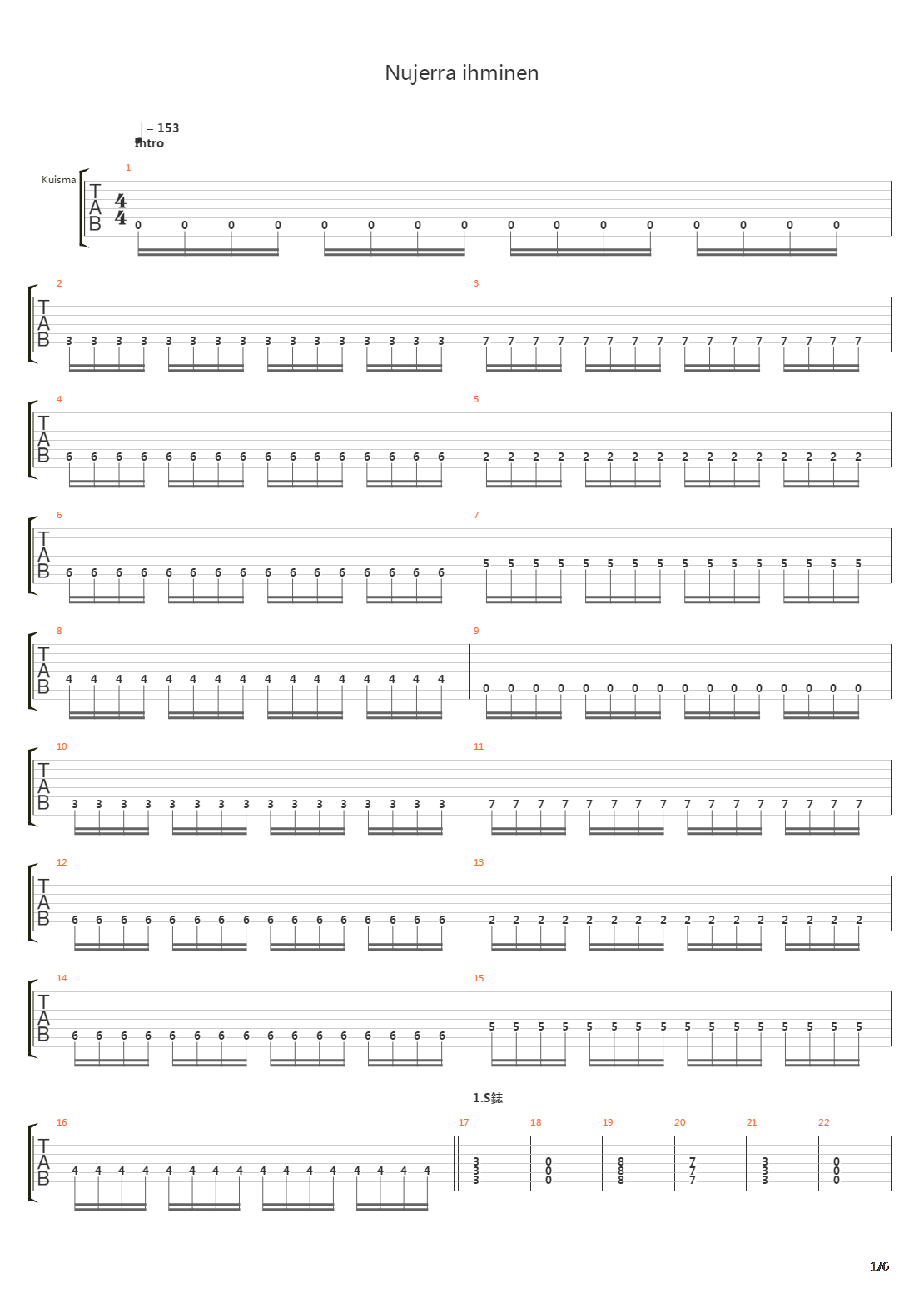 Nujerra Ihminen吉他谱