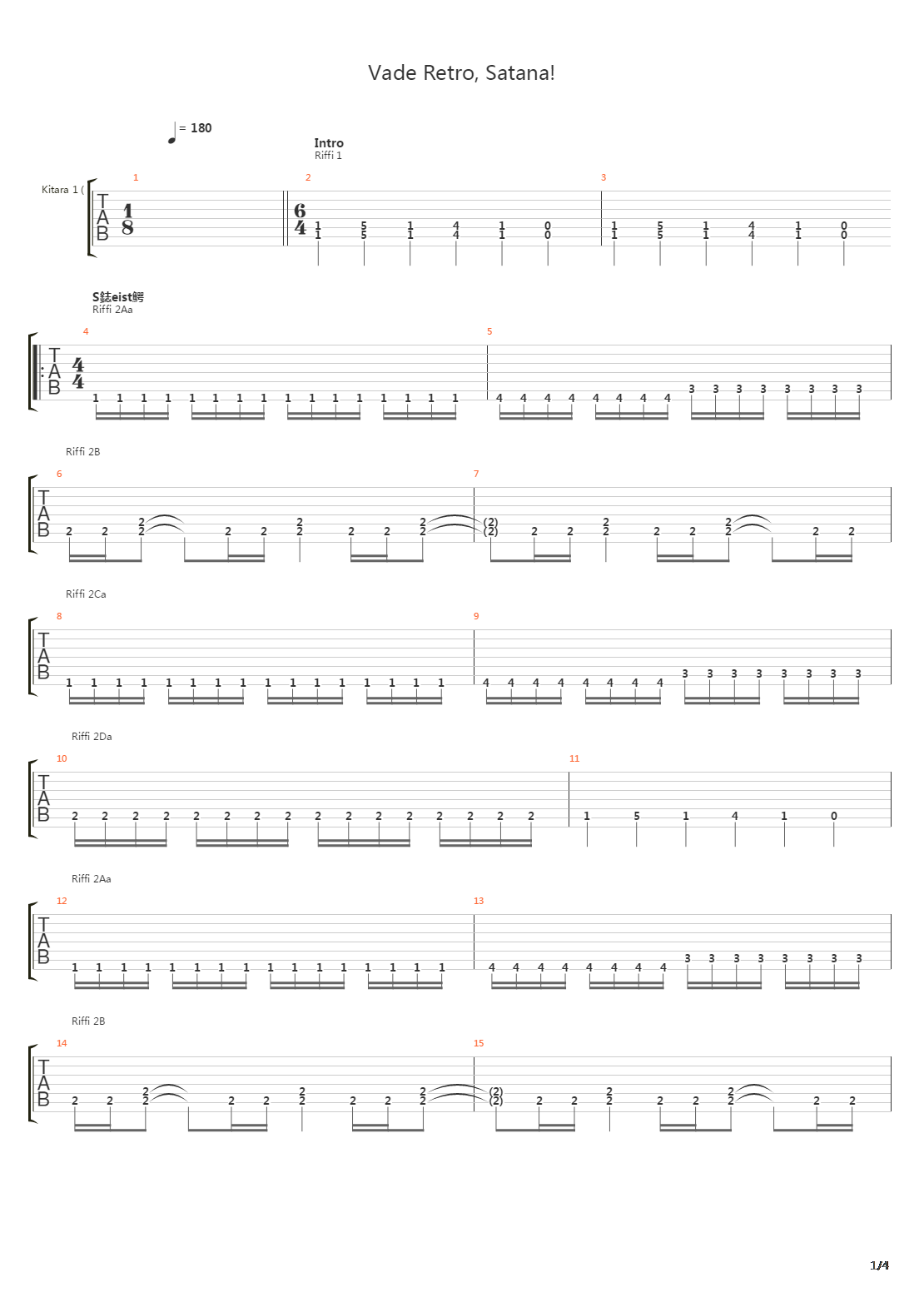 Vade Retro Satana吉他谱