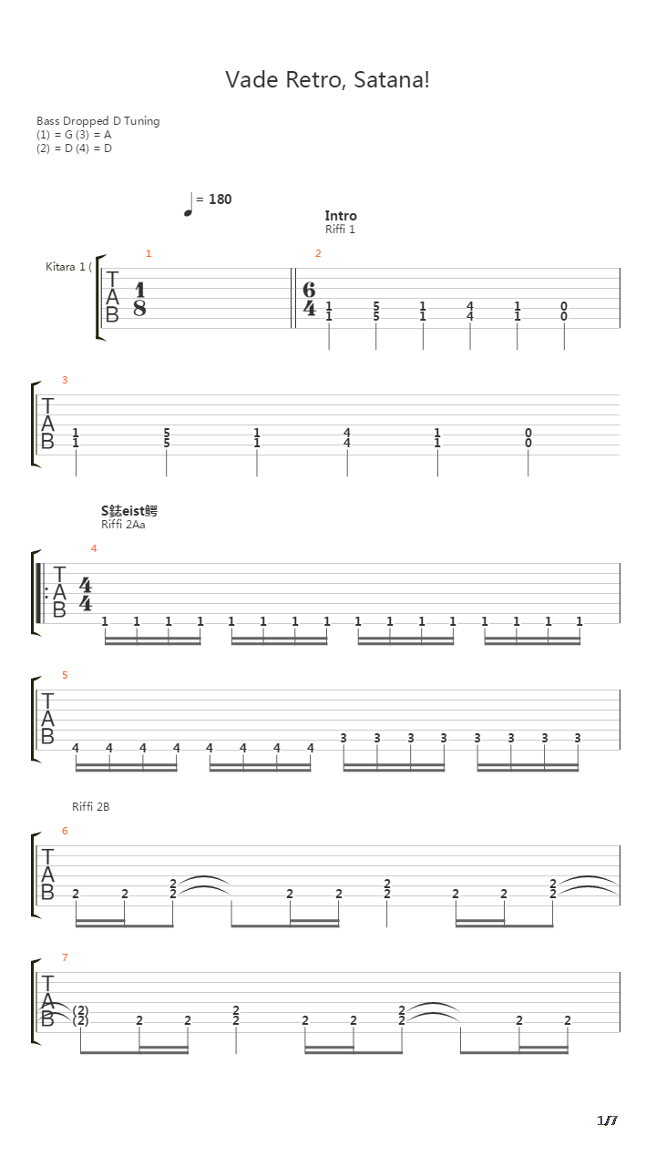 Vade Retro Satana吉他谱