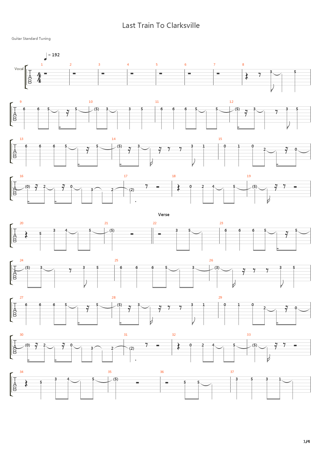 Last Train To Clarksville吉他谱