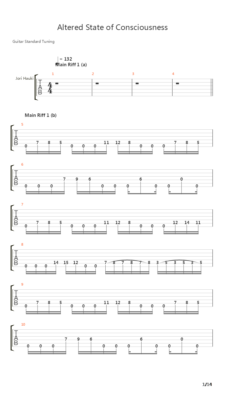 Altered State Of Consciousness吉他谱
