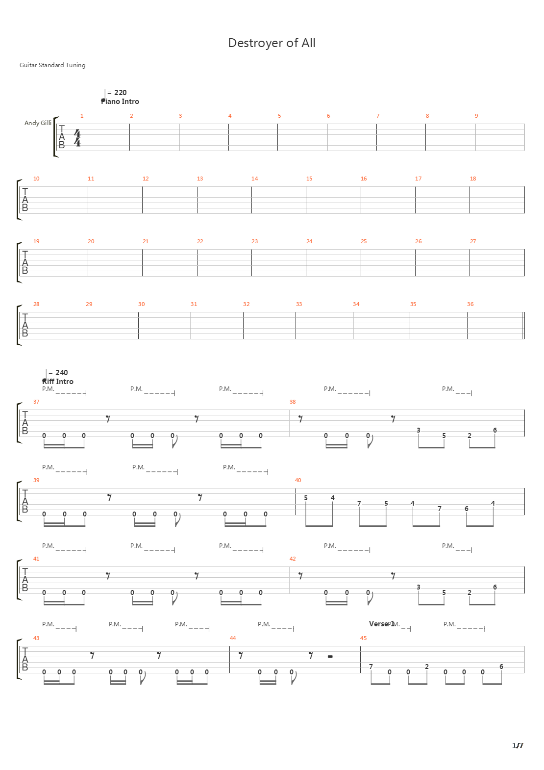 Destroyer Of All吉他谱