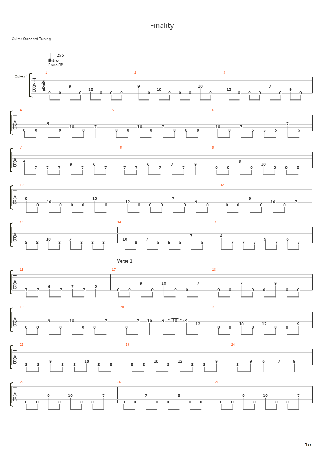 Finality吉他谱