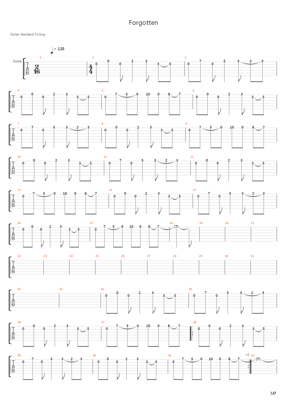 Forgotten吉他谱