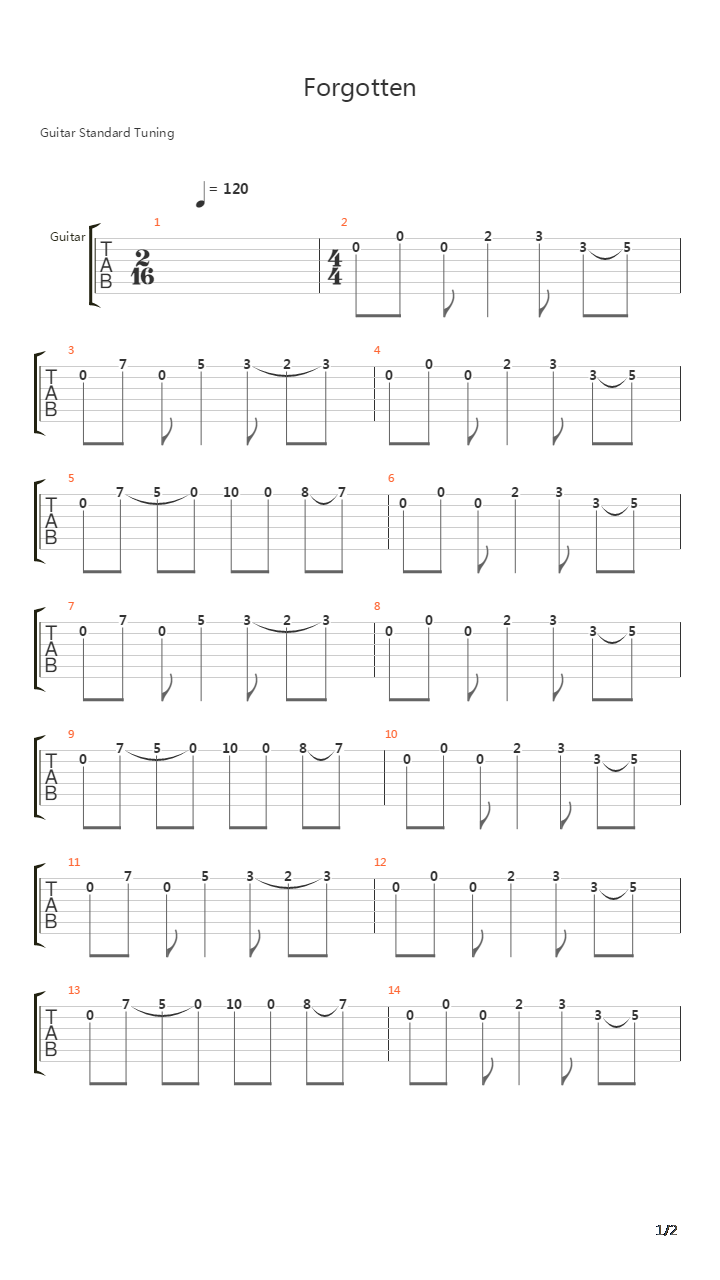 Forgotten吉他谱